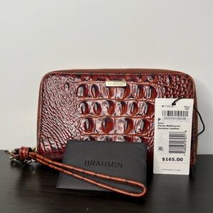 Beautiful Brahmin Zora Pecan Melbourne Genuine Leather Wristlet Wallet